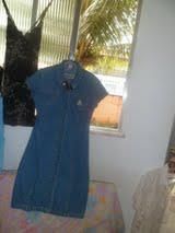 Vestido Jeans aberto na frente/de gola